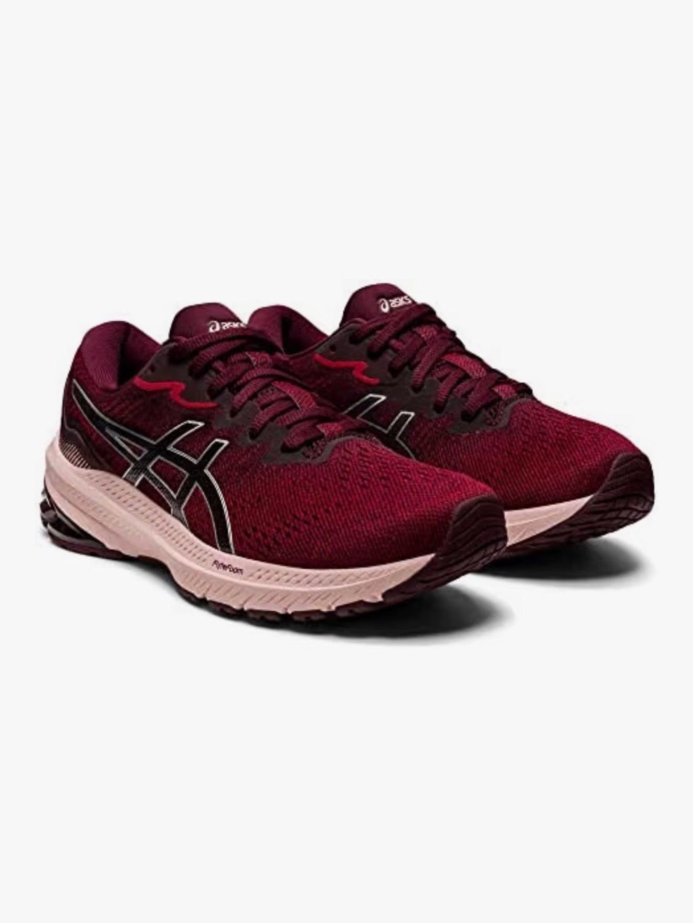 ASICS Women's Maroon Running Shoes with Pink Midsole Accent